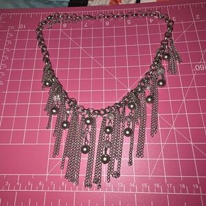 Silver Chain Fringe Necklace